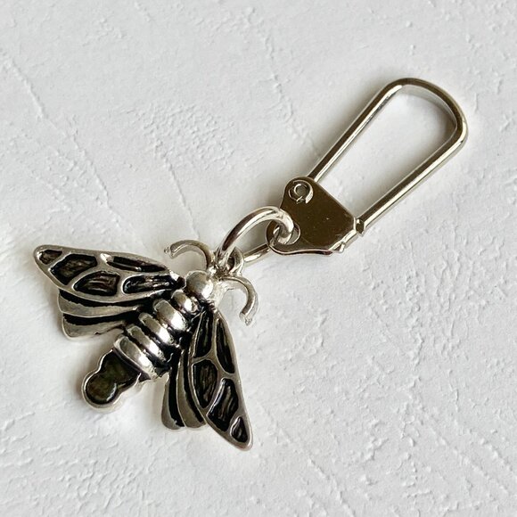 Dragonfly Wasp Firefly Bee Zipper Pull Purse Bag Charm Backpack Silver Tone Fly - Picture 6 of 10
